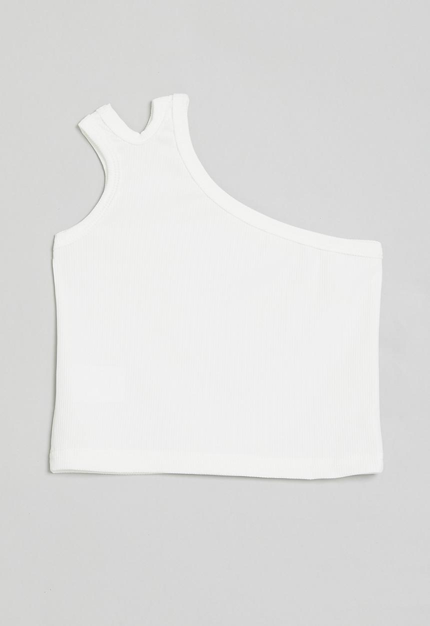 Pop Candy - One shoulder cropped tank - white