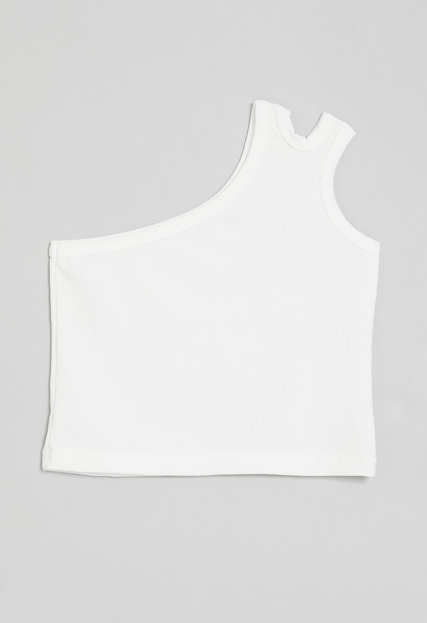 Pop Candy - One shoulder cropped tank - white