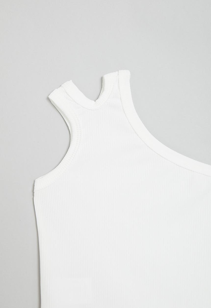 Pop Candy - One shoulder cropped tank - white