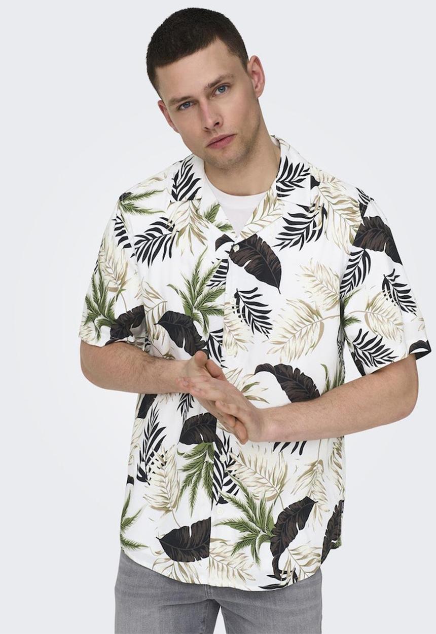Only & Sons - Onswayne life short sleeve shirt - antique white