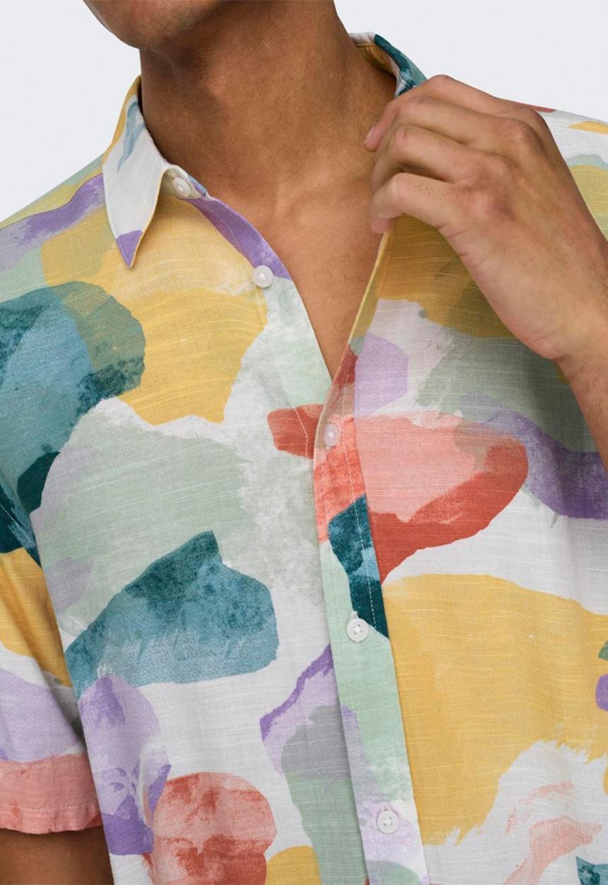 Only & Sons - Onsbud rlx visc short sleeve shirt - lemonade