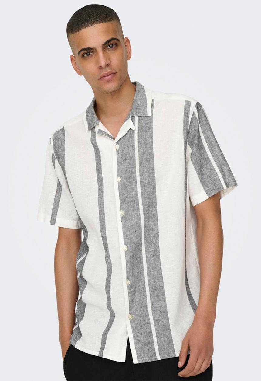 Only & Sons - Onscaiden short sleeve stripe shirt - cloud dancer