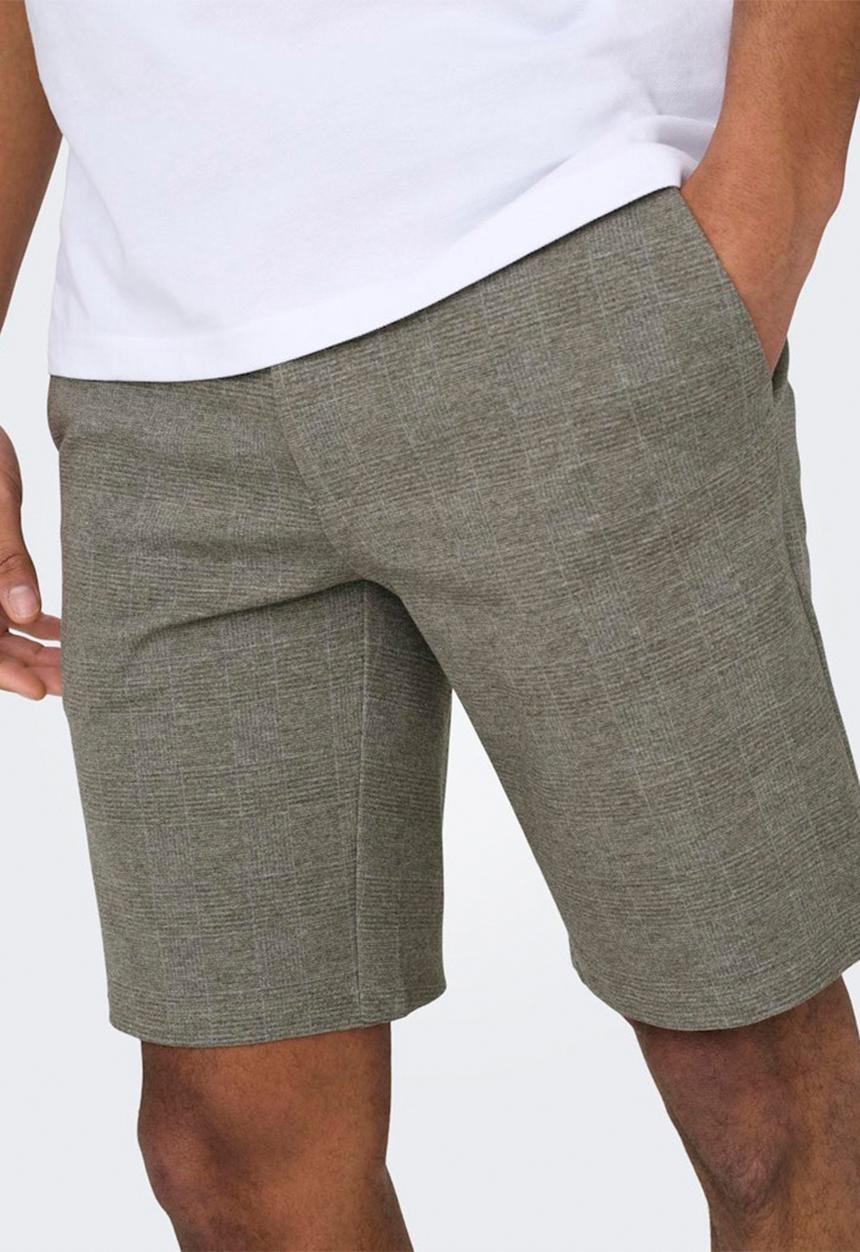 Only & Sons - Onsmark check shorts - chinchilla