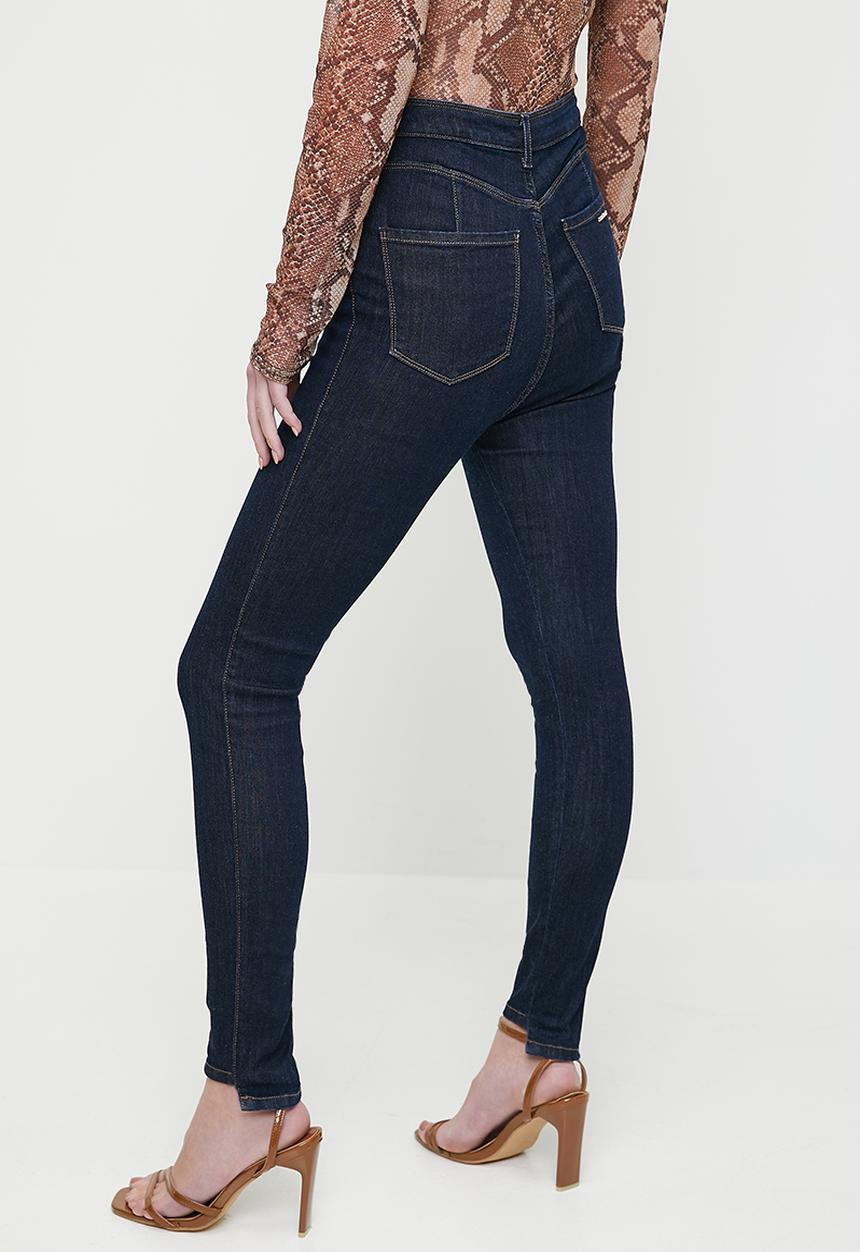 SISSY BOY - Super high waist skinny with high low hem - dark blue