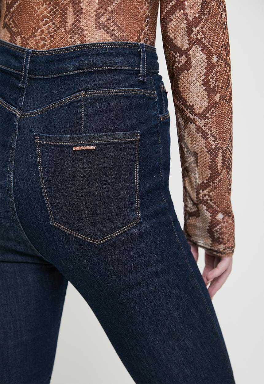SISSY BOY - Super high waist skinny with high low hem - dark blue