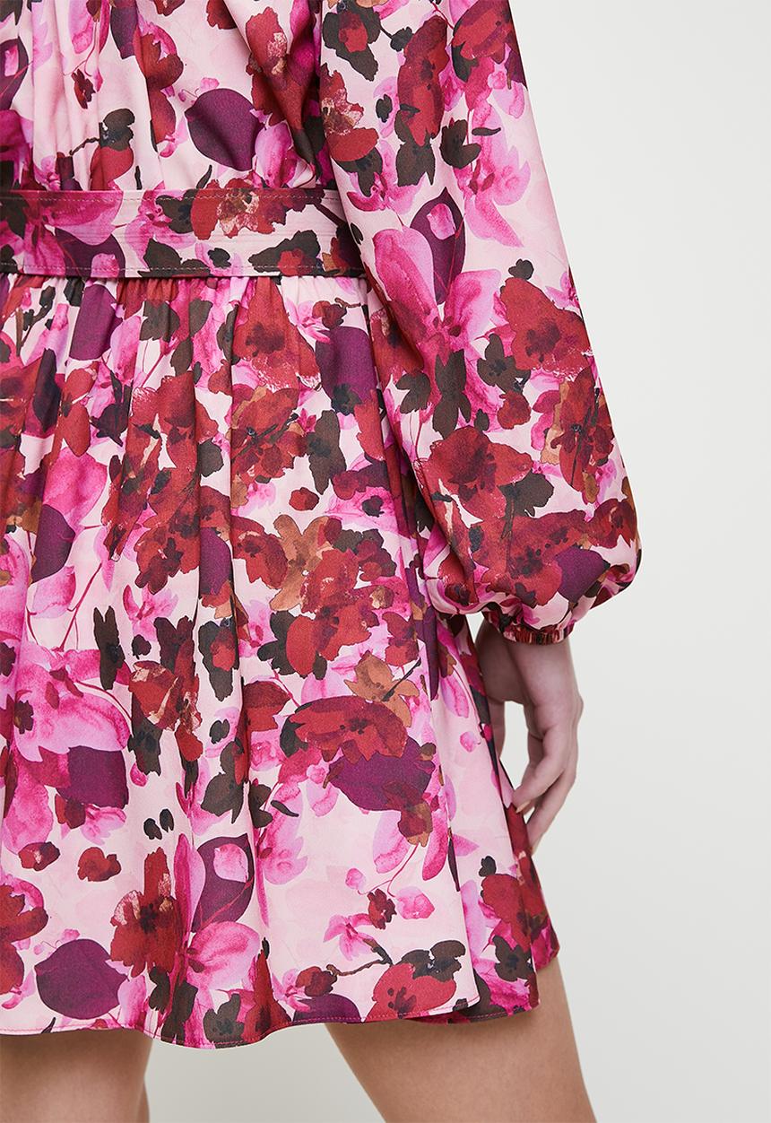MILLA - Soft waisted fit and flare mini dress - moody floral