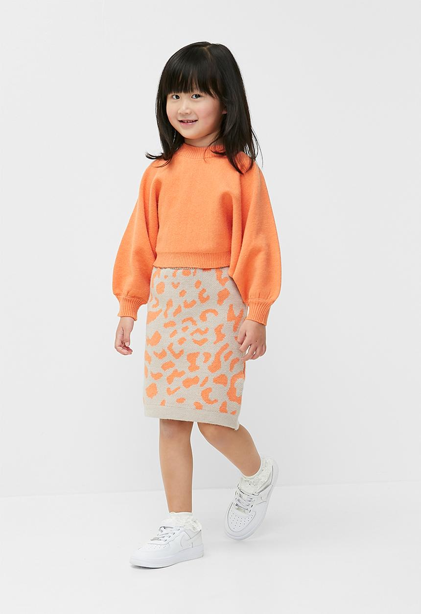 Pop Candy - Knitted top and skirt set - orange