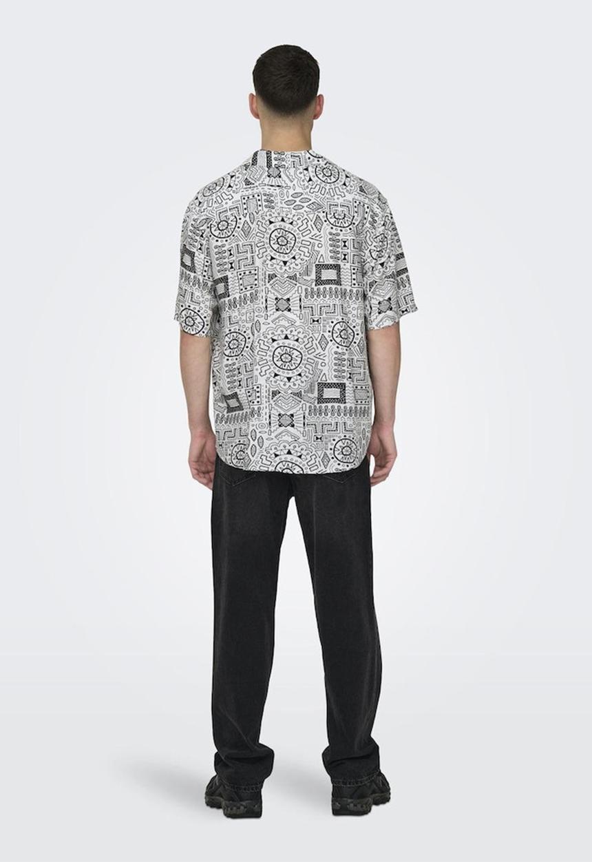 Only & Sons - Onsbold life rlx short sleeve aop shirt - cloud dancer