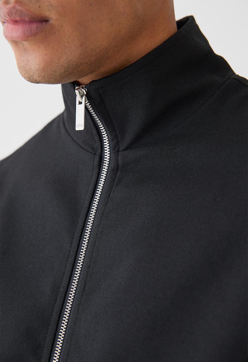 boohooMAN - Textured zip up smart jacket - black