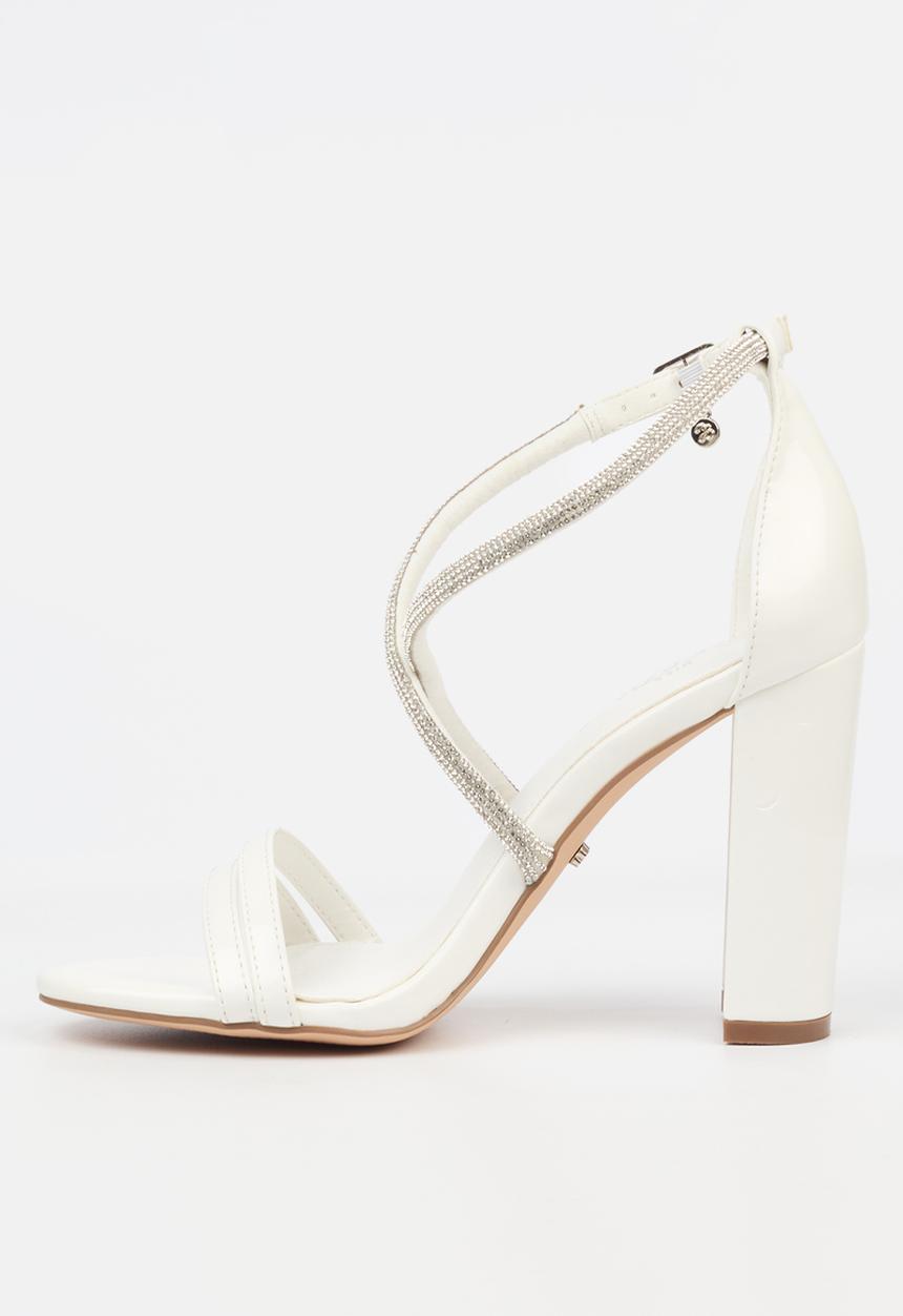 Miss Black - Border 5 block heel - white