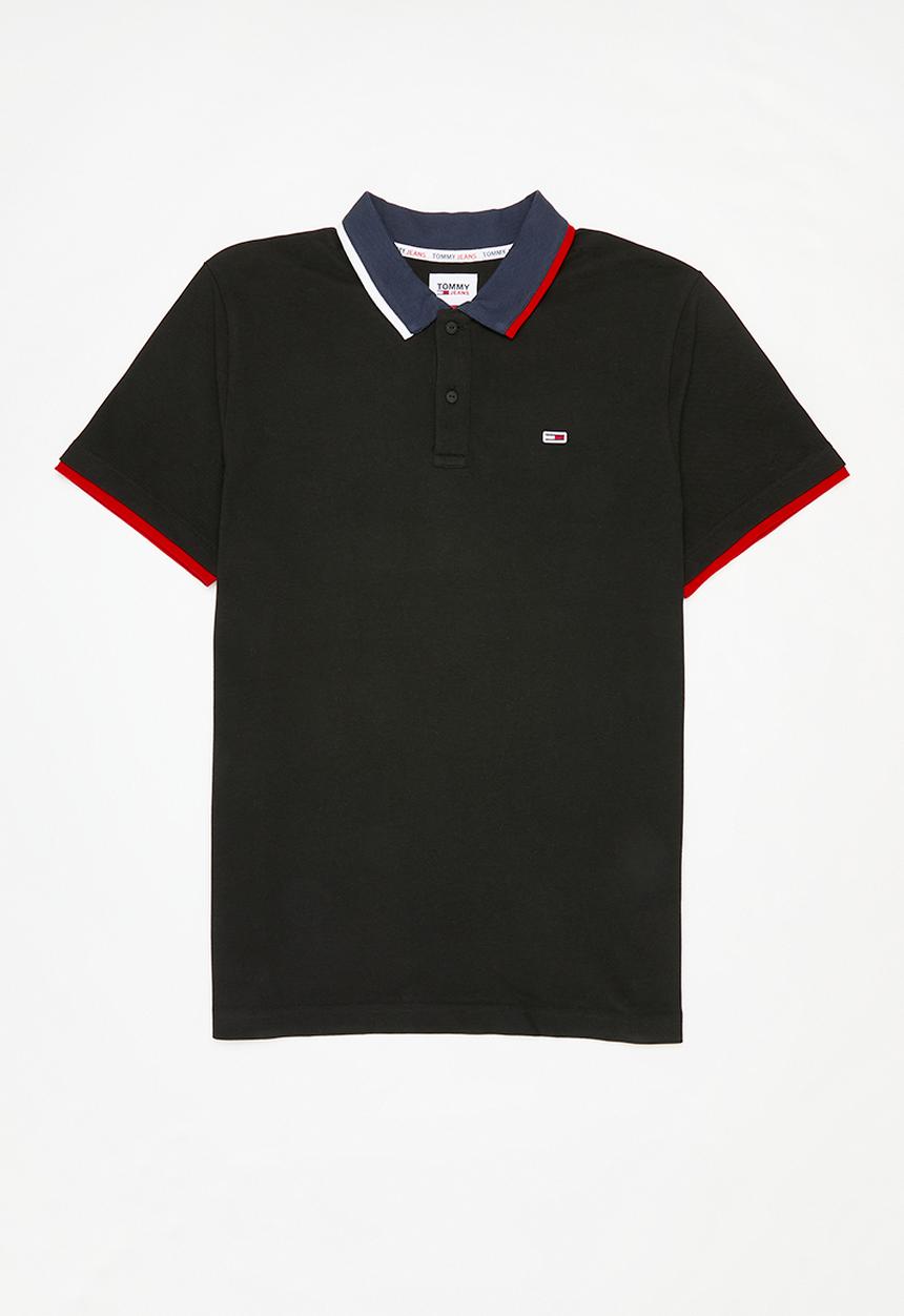 Tommy Hilfiger - Tjm reg flag neck polo - black 