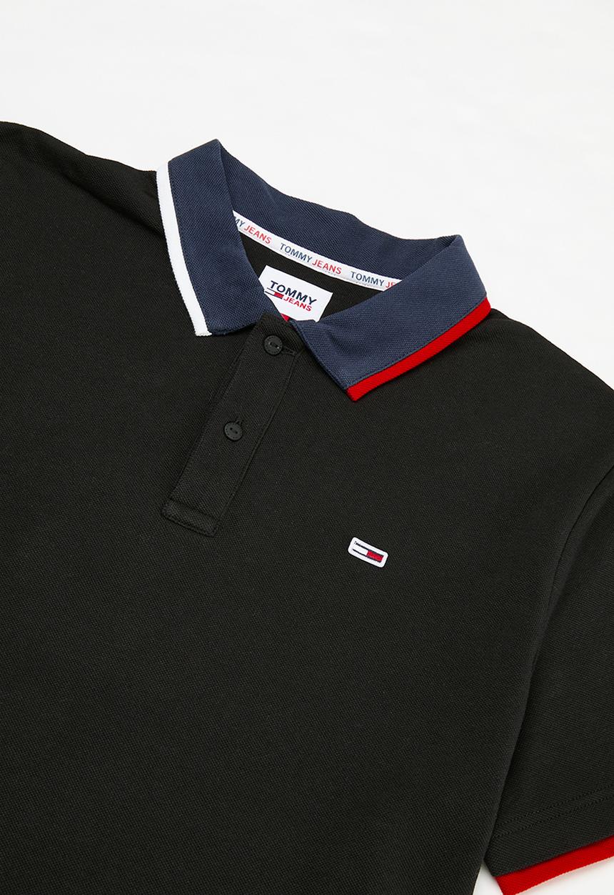 Tommy Hilfiger - Tjm reg flag neck polo - black 