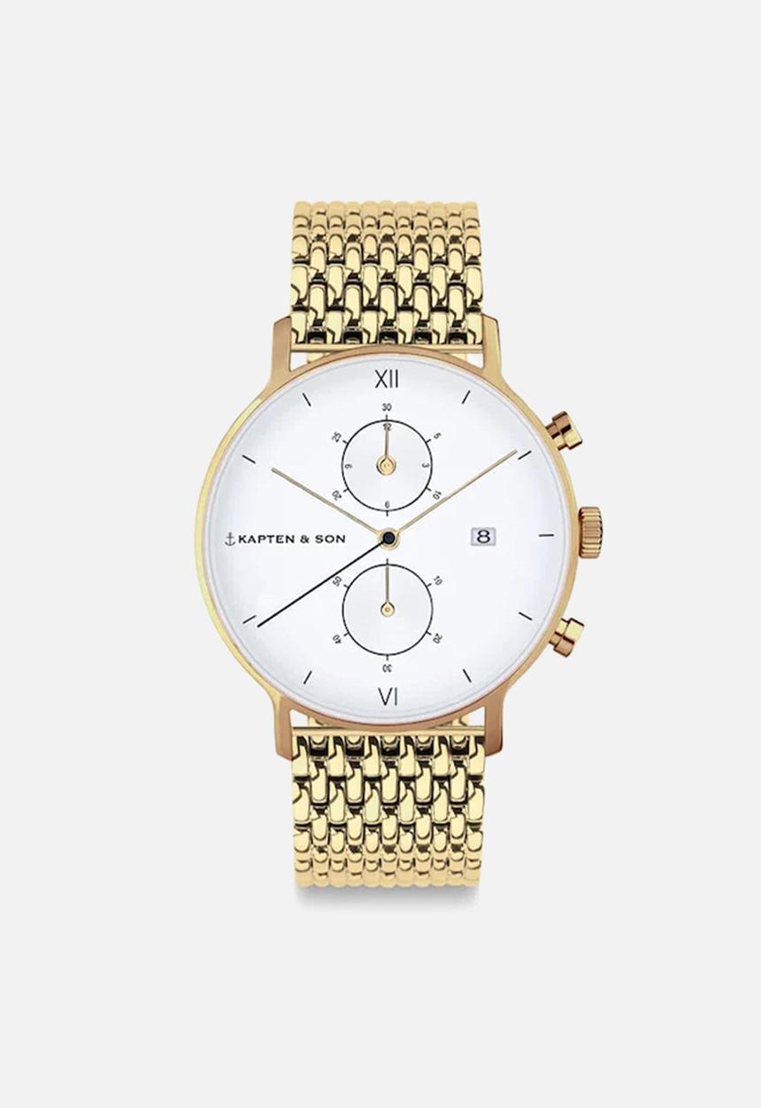 Kapten & Son - Chrono - gold woven steel