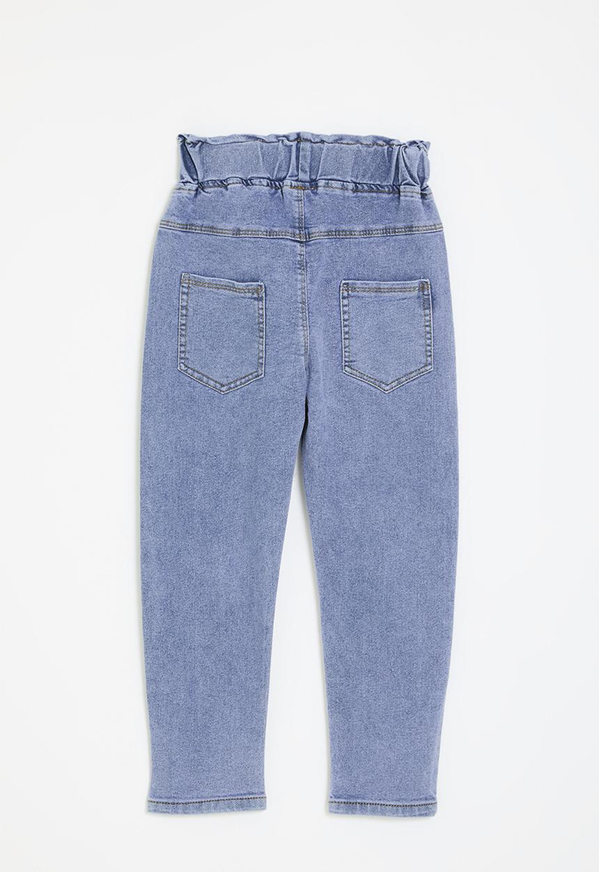 Pop Candy - Paperbag waist jeans - light blue