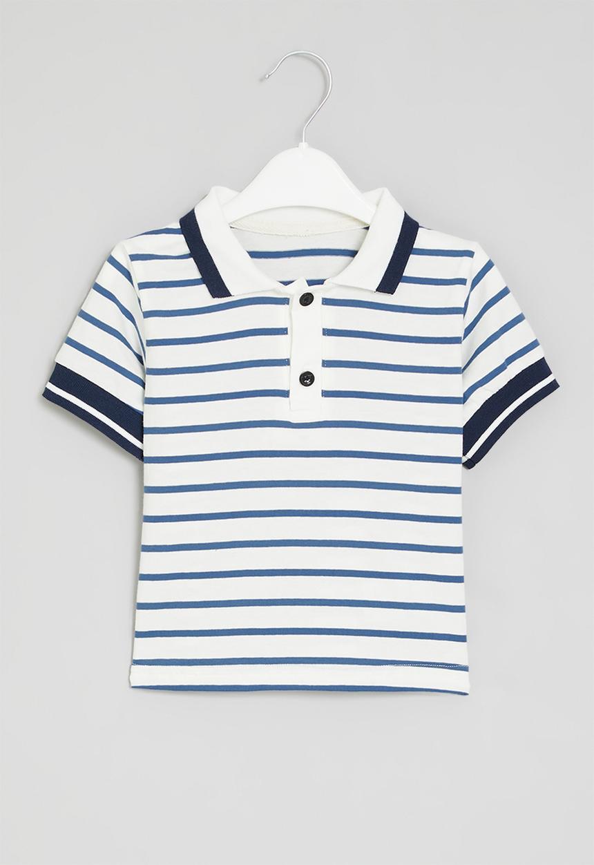 Pop Candy - Striped golf shirt - blue & white