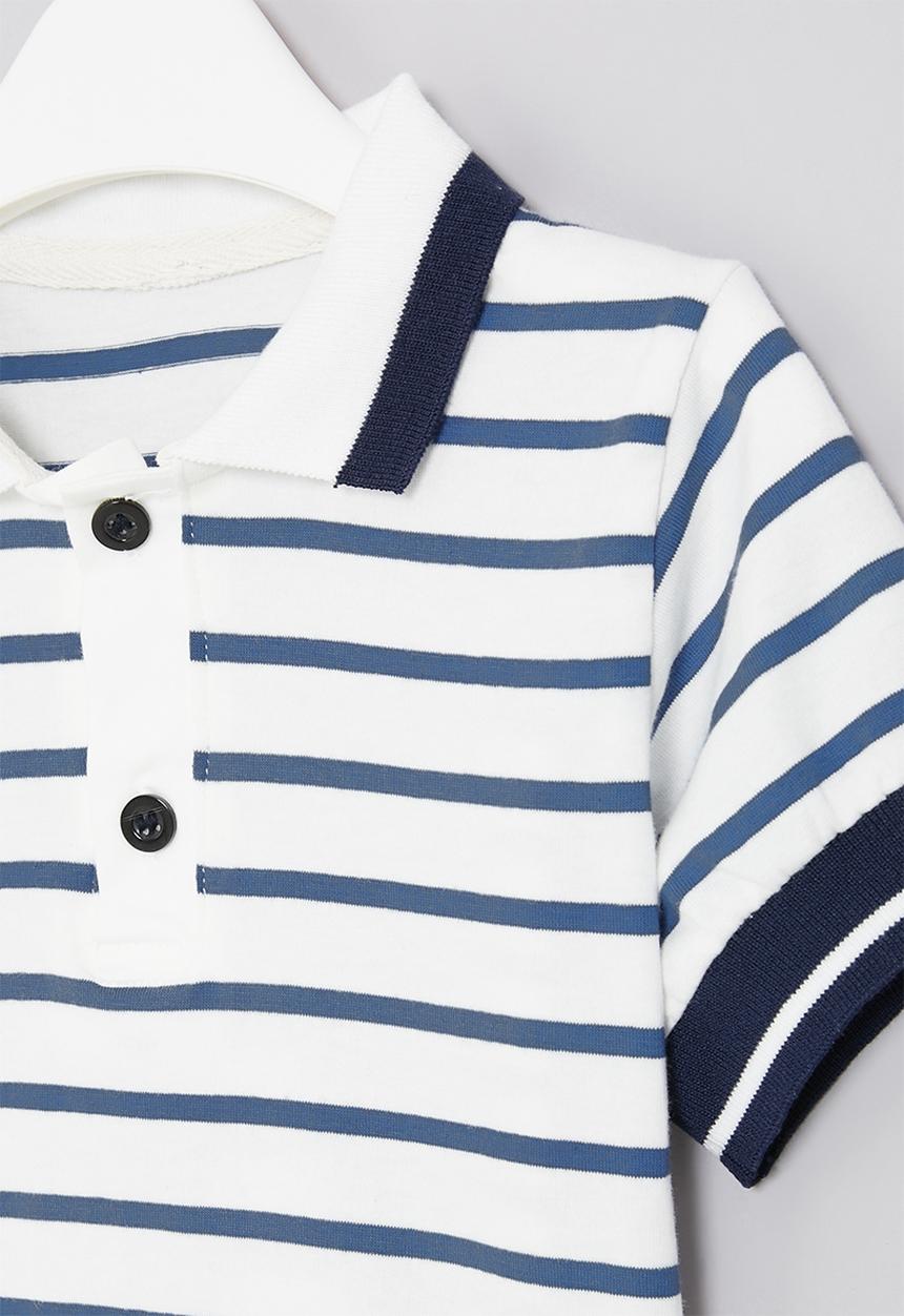 Pop Candy - Striped golf shirt - blue & white