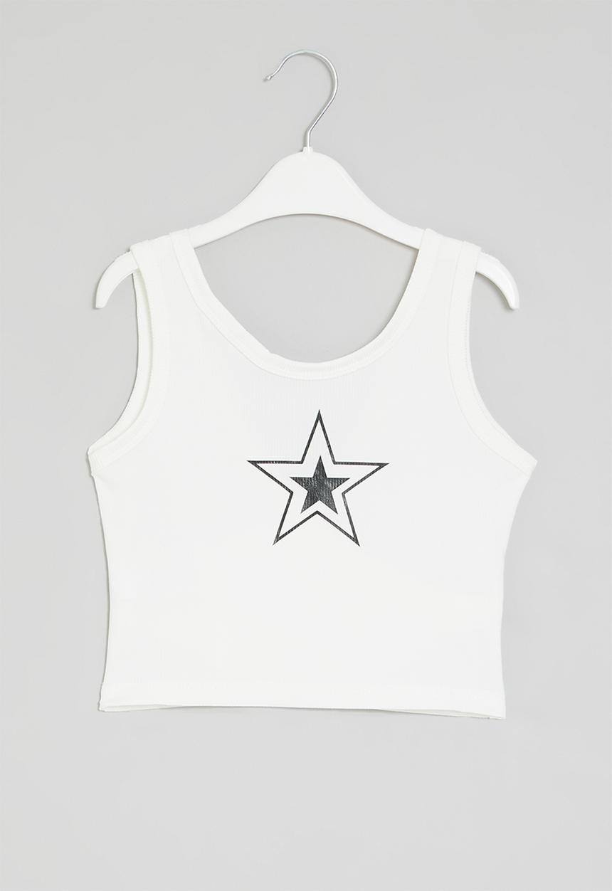 Pop Candy - Printed cropped tank - white