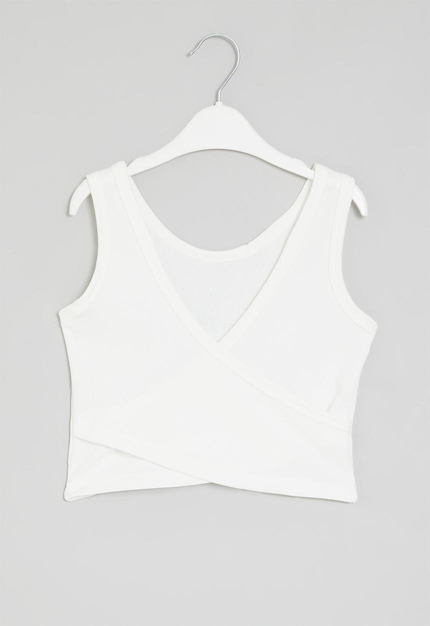 Pop Candy - Printed cropped tank - white