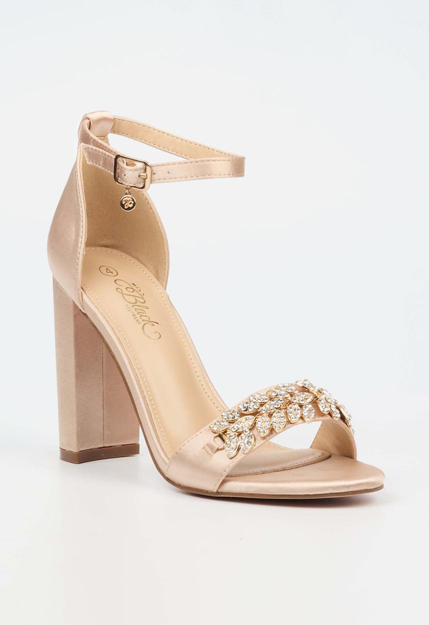 Miss Black - Border 7 block heel - champagne