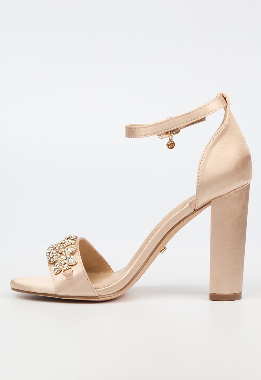 Miss Black - Border 7 block heel - champagne