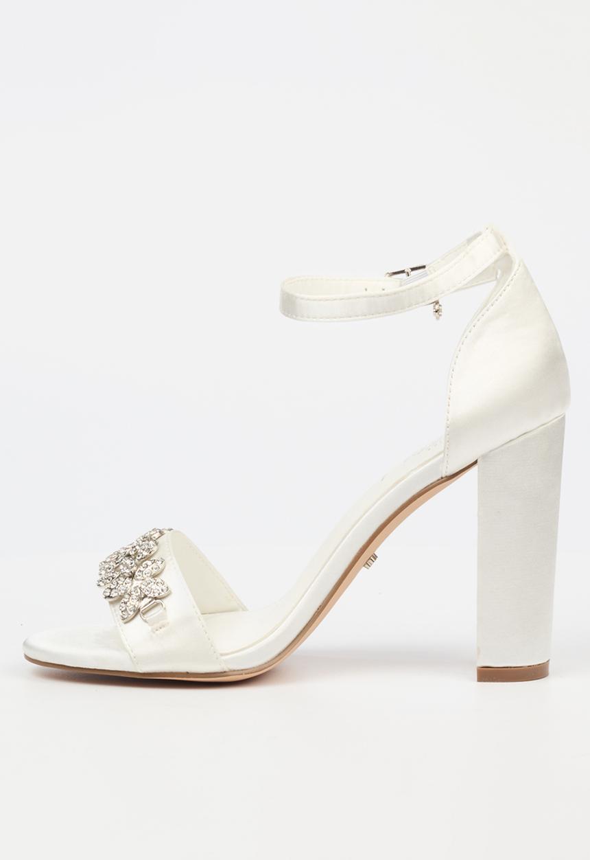 Miss Black - Border 7 block heel - white