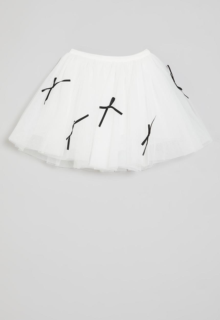 Pop Candy - Ribbon décor tutu skirt - white & black