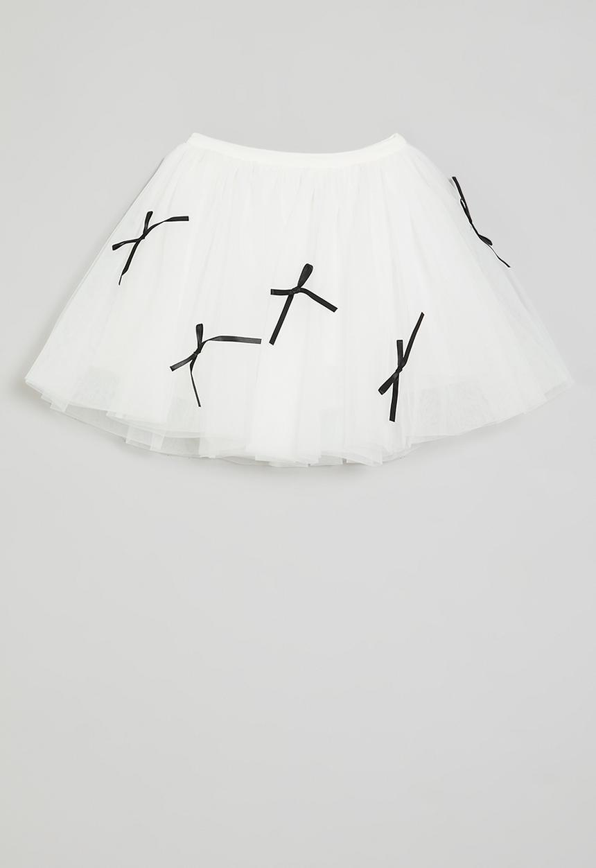 Pop Candy - Ribbon décor tutu skirt - white & black
