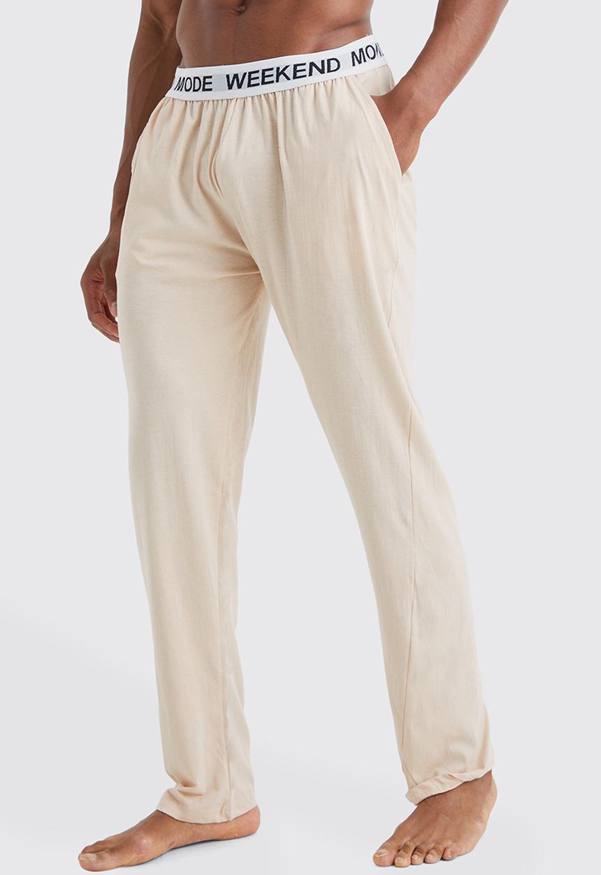 boohooMAN - Jacquard waistband lounge pants - stone