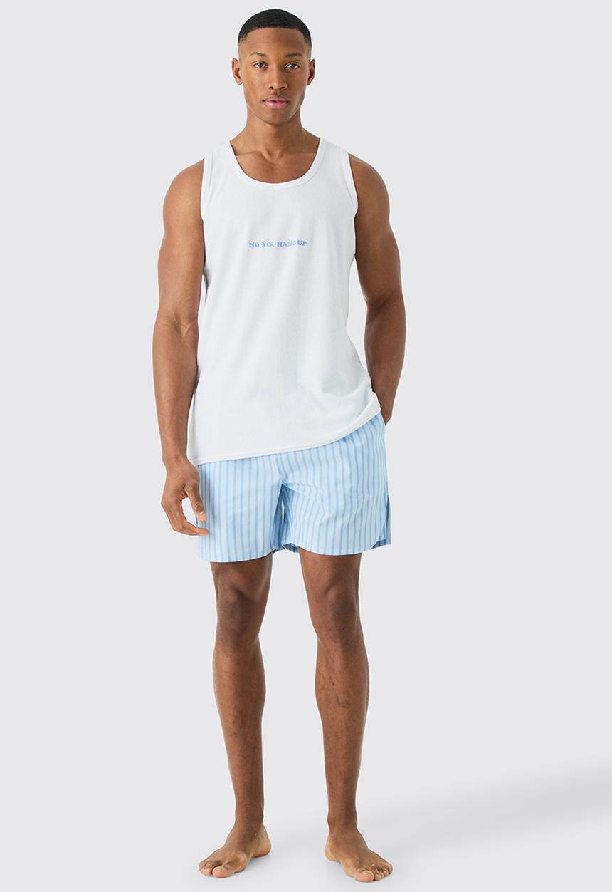 boohooMAN - Waffle slogan lounge vest - white