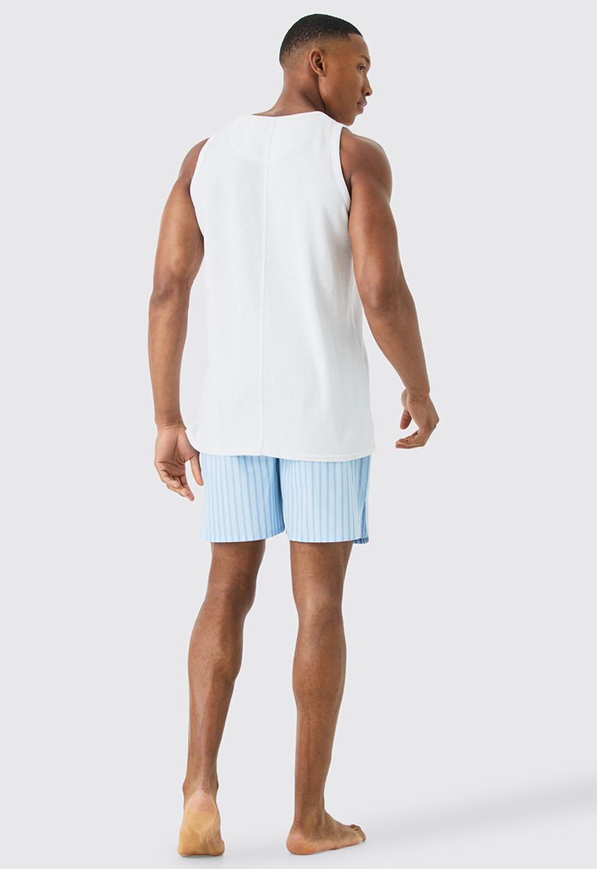 boohooMAN - Waffle slogan lounge vest - white