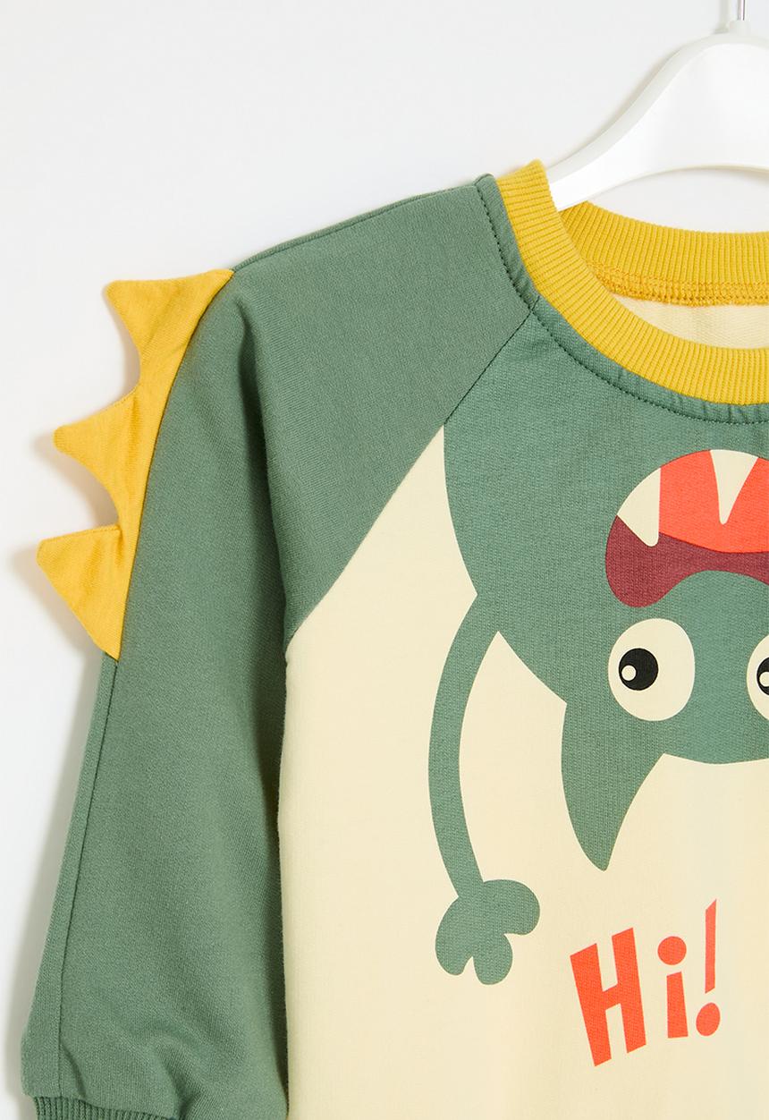 Pop Candy - Printed sweat top - green & ecru