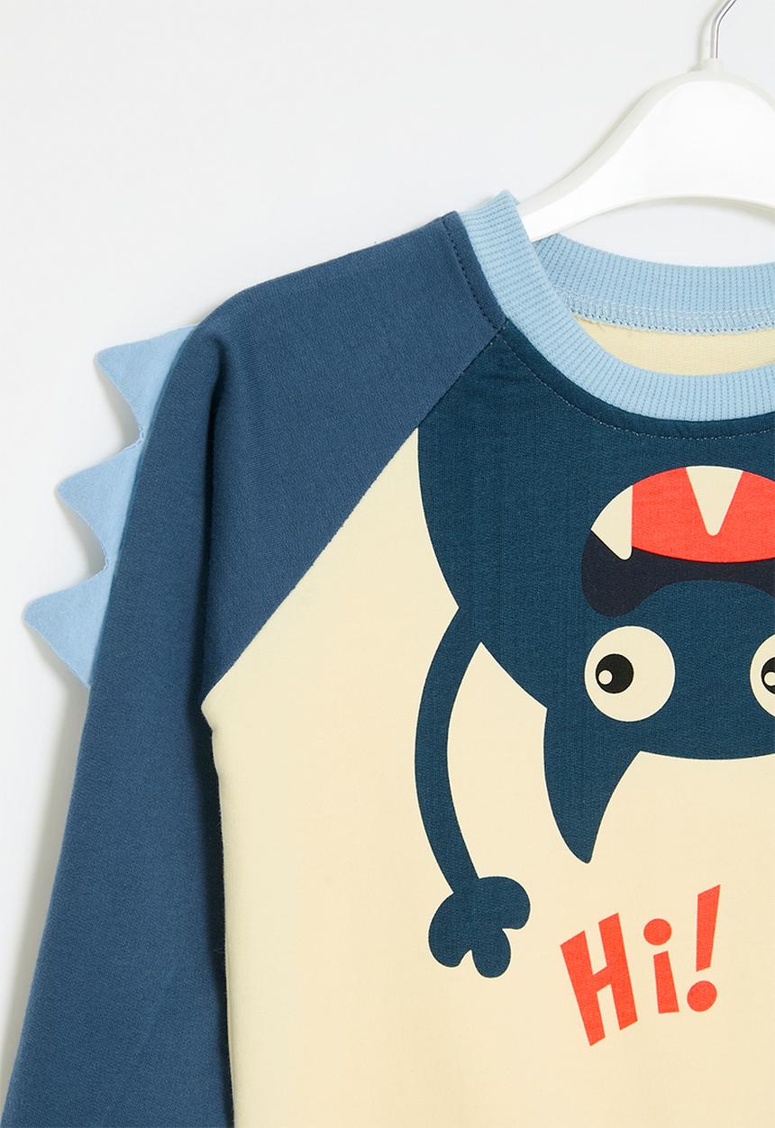 Pop Candy - Printed sweat top - blue & ecru