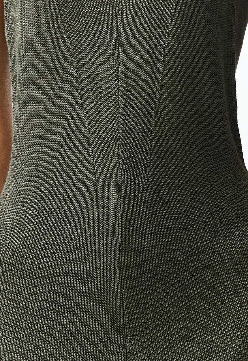 Trendyol - Knitwear Midi Dress - Khaki