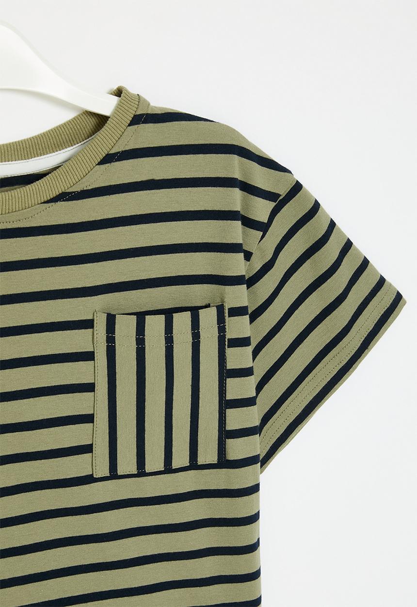 Pop Candy - Striped pocket tee - green & blue