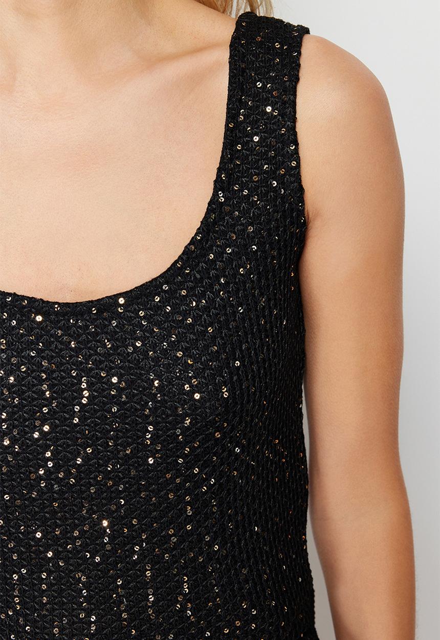 Trendyol - Crop knitwear blouse - black