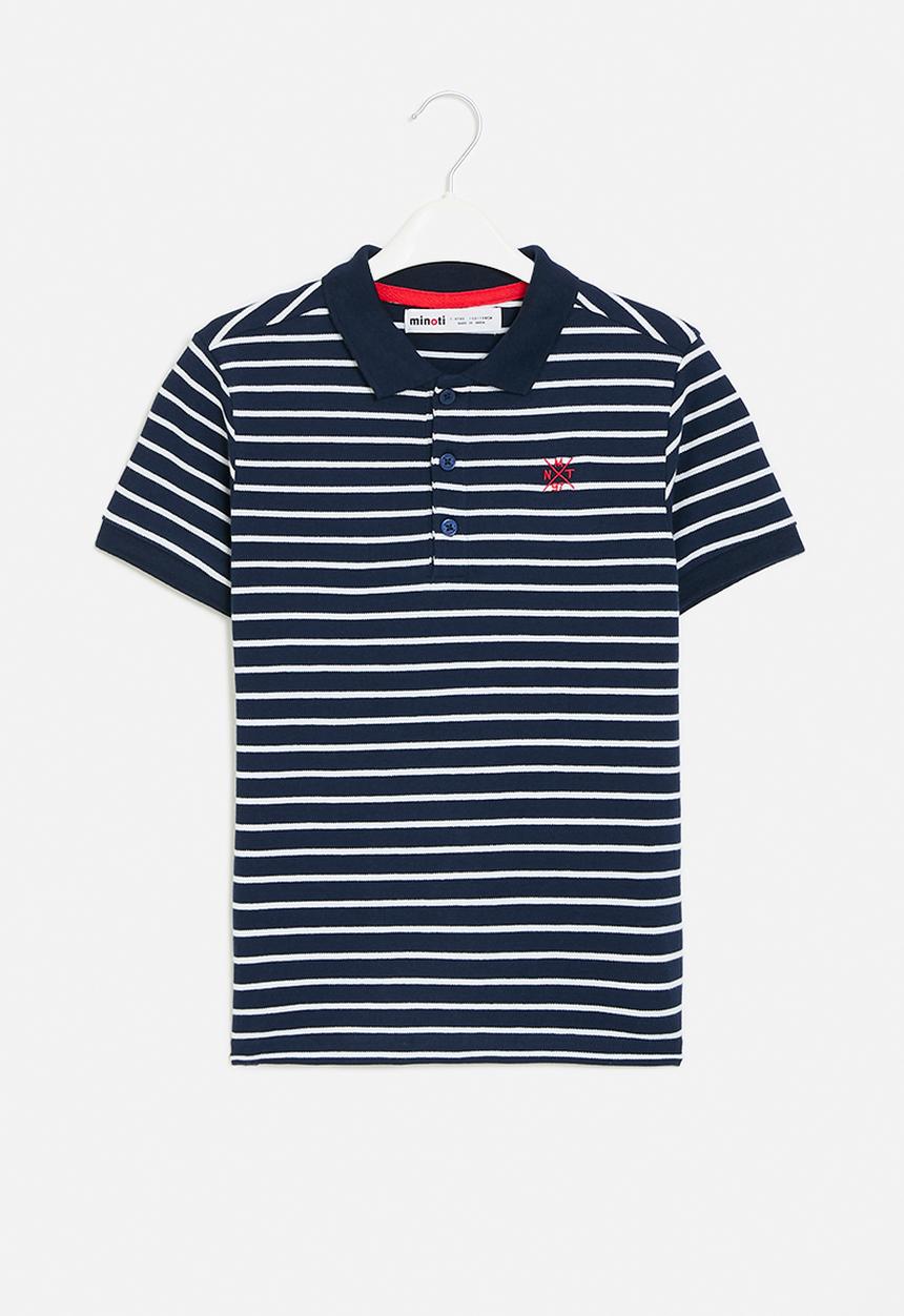 MINOTI - Y/dyed pique polo - navy