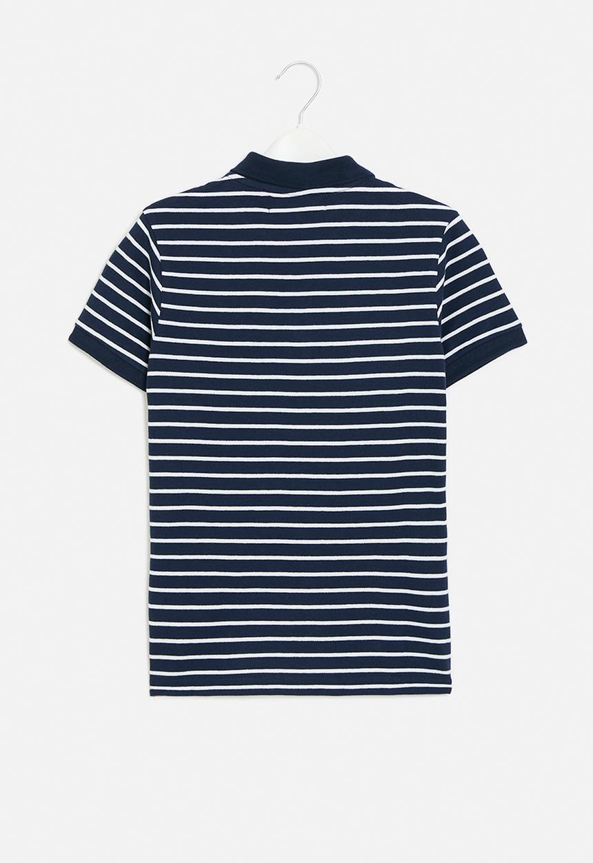 MINOTI - Y/dyed pique polo - navy