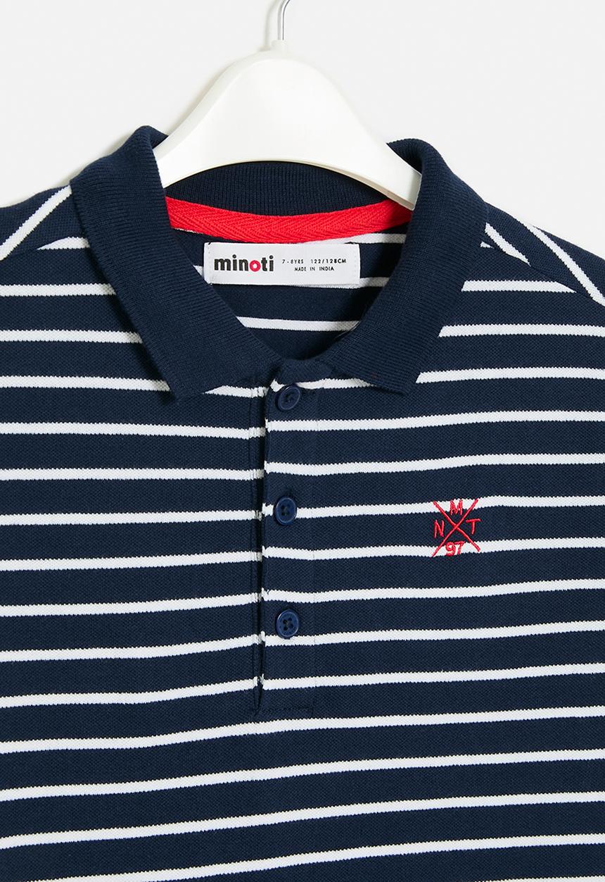 MINOTI - Y/dyed pique polo - navy
