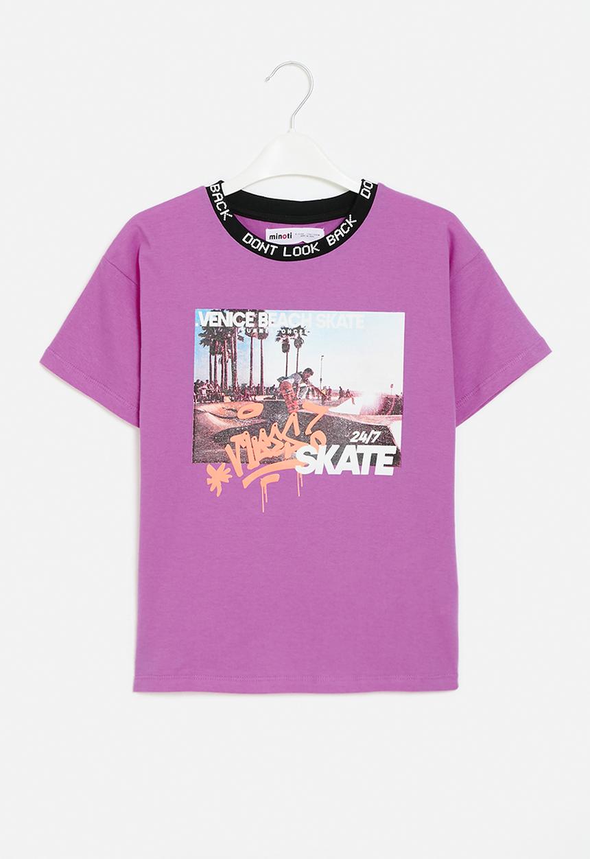 MINOTI - T-shirt with jaquard collar - purple