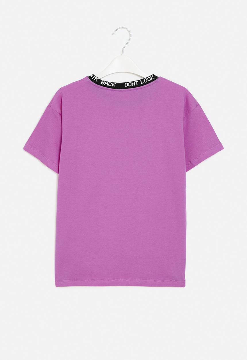 MINOTI - T-shirt with jaquard collar - purple