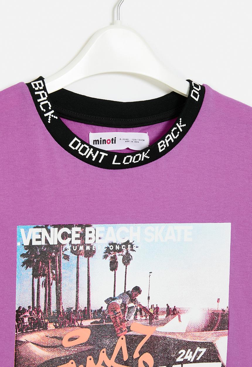 MINOTI - T-shirt with jaquard collar - purple