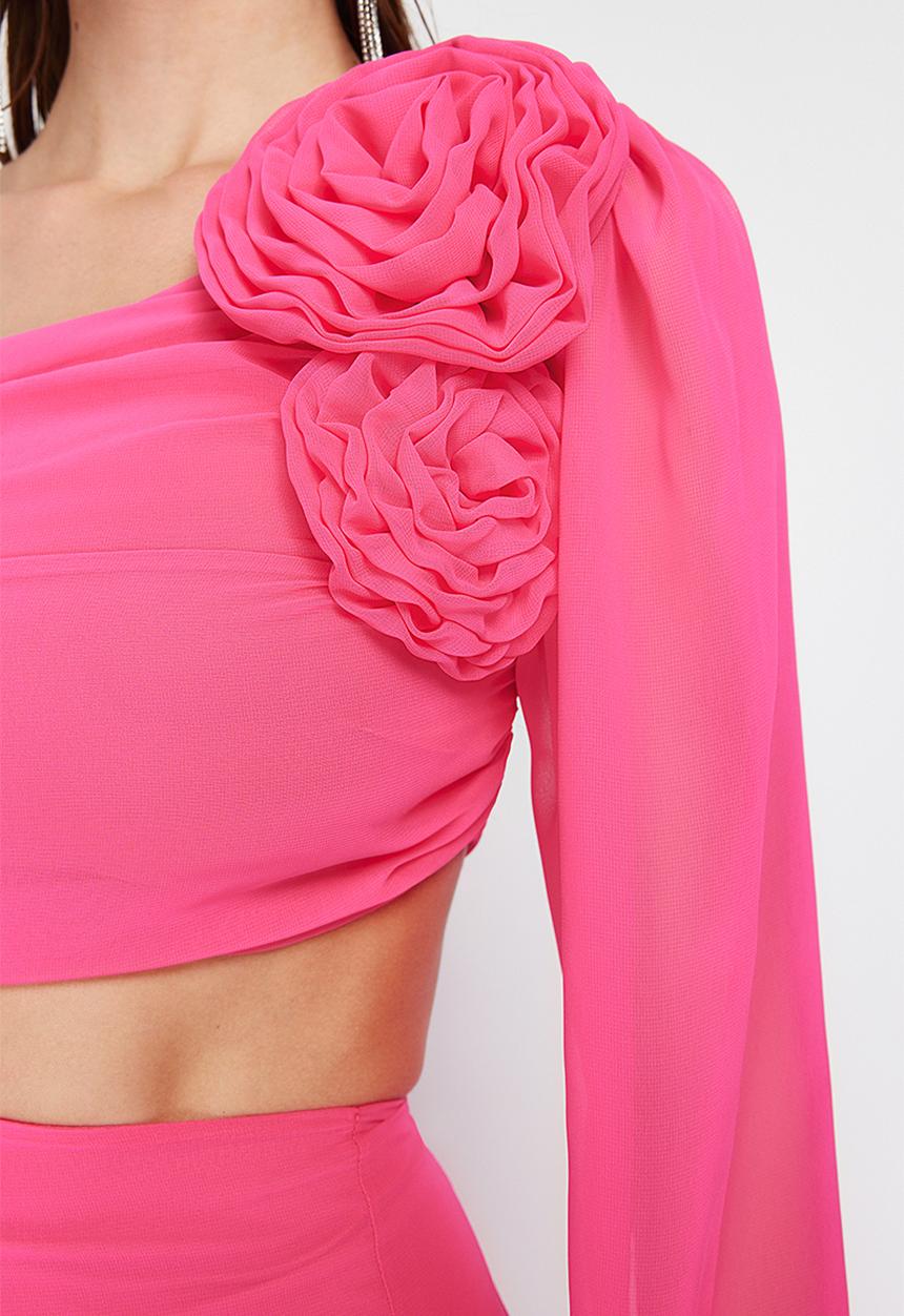 Trendyol - Chiffon gradient evening dress - fuchsia