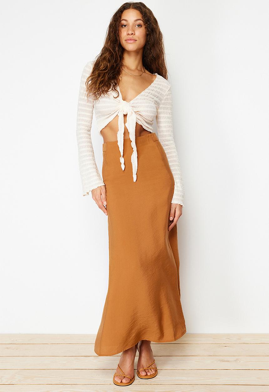 Trendyol - Maxi length skirt - camel