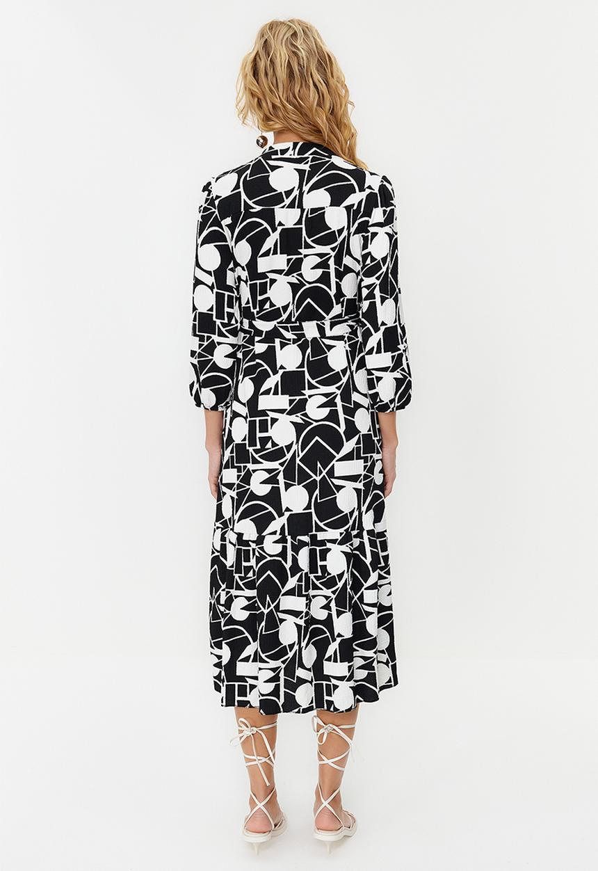 Trendyol - Midi Length Knitted Dress - Black