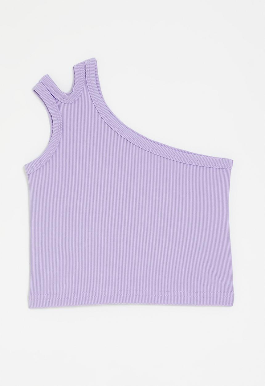 Pop Candy - One shoulder cropped tank-lilac