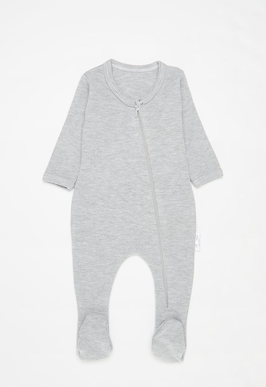 Little Lumps - Zip babygrow - grey