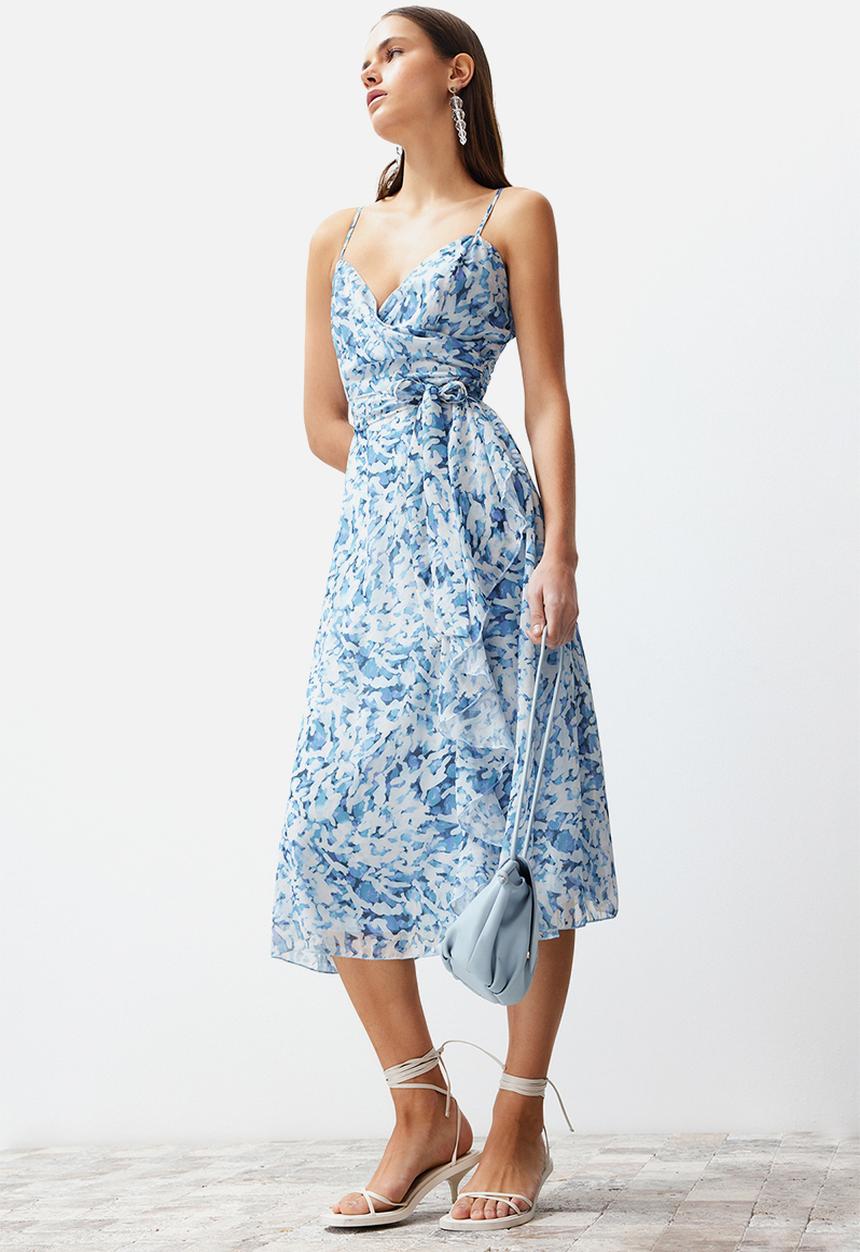 Trendyol - Midi woven dress - blue