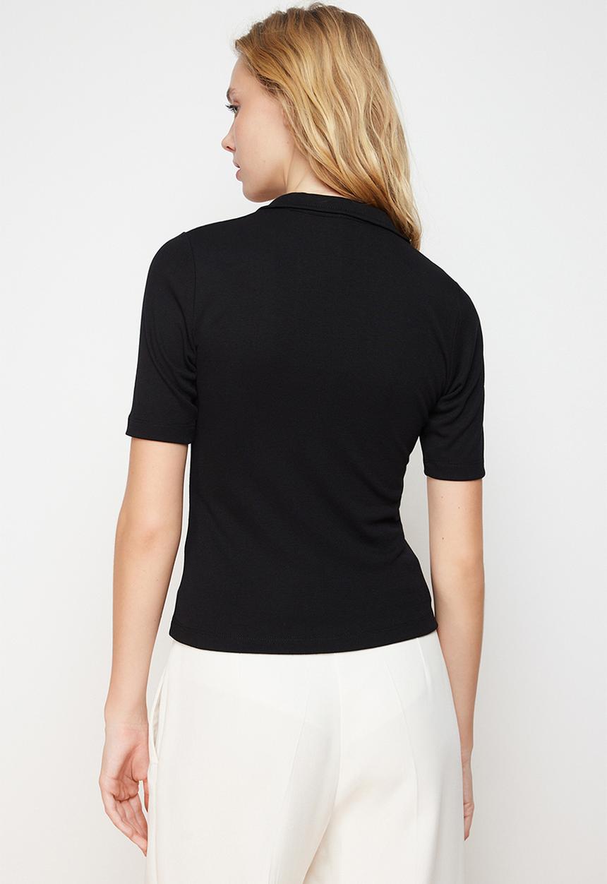 Trendyol - Poloneck fitted blouse - black