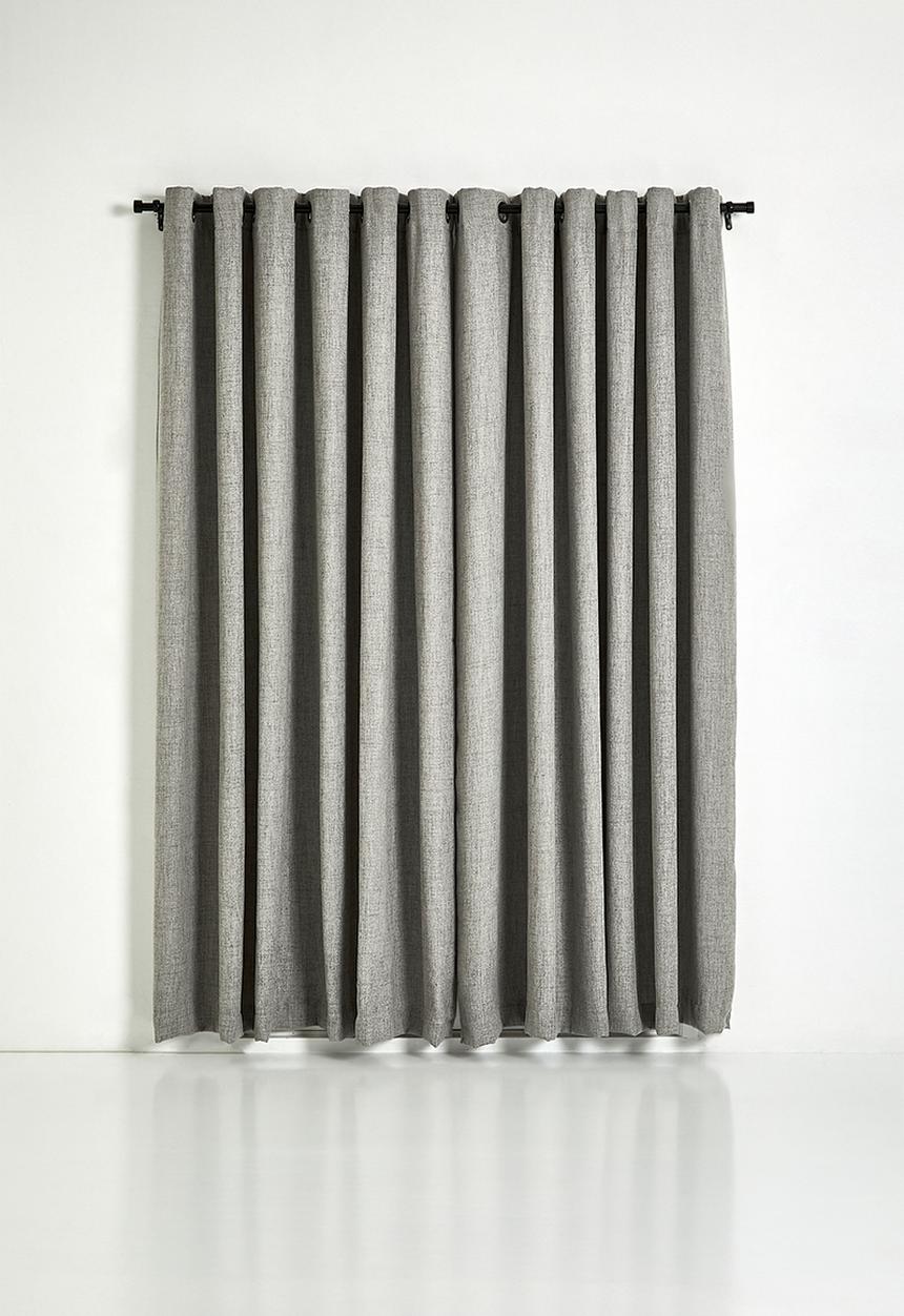 Sixth Floor - Textured Weave Lined Eyelet Curtain - Grey