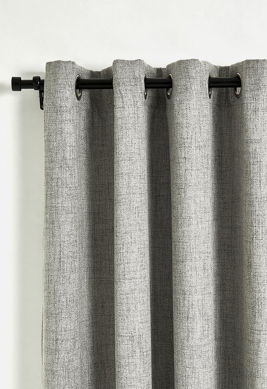 Sixth Floor - Textured Weave Lined Eyelet Curtain - Grey